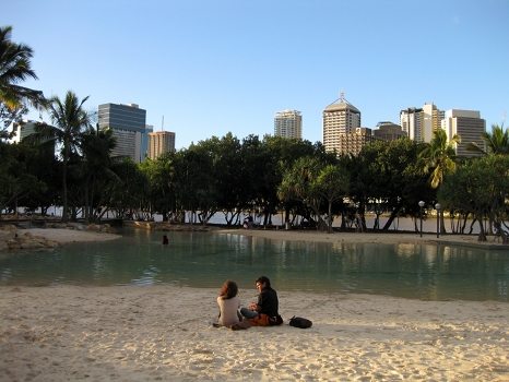 The man made beach on South Bank