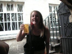 Happy Orsi enjoying cider in a pub Happy Orsi enjoying cider in a pub
