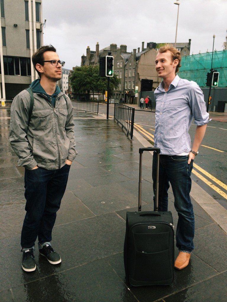 Dave and Neil arriving in Aberdeen